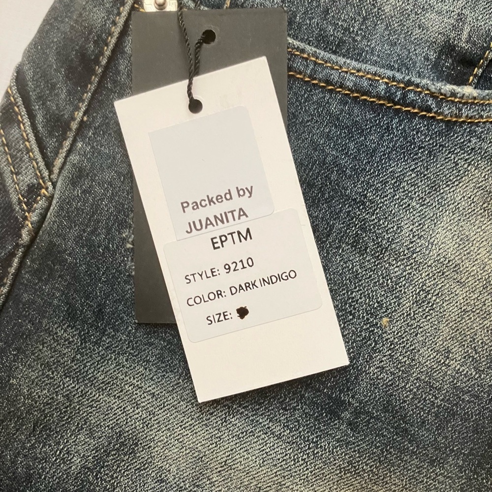 NEW EPTM SKINNY RIPPED JEANS DARK INDIGO SIZE 34x32 STRETCH FIT STREETWEAR DRIP - Picture 4 of 5